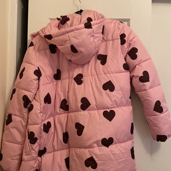 Wednesday’s Girl Pink Heart Mid-Length Puffer Jacket Size S - Picture 8 of 8